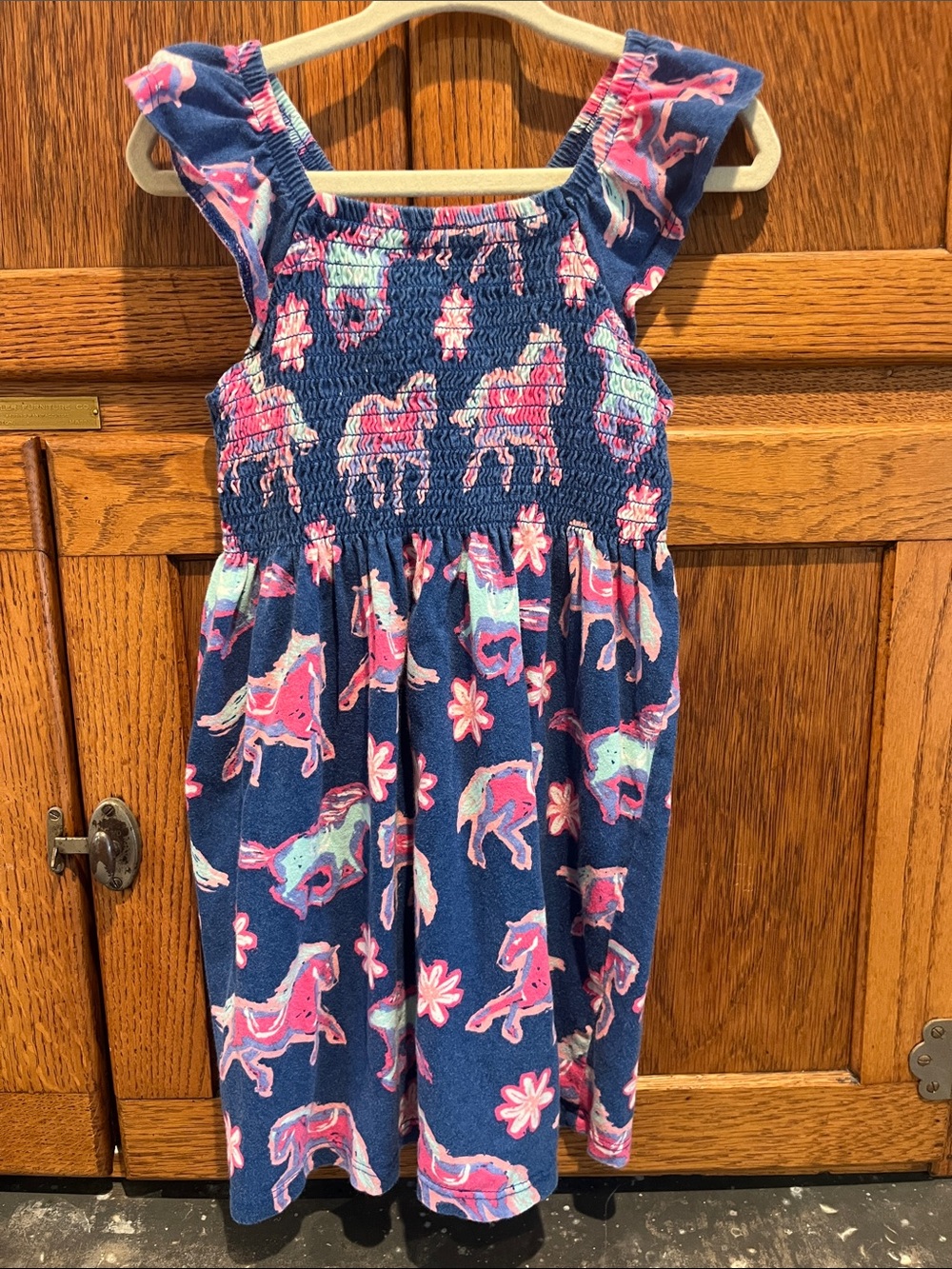 Hatley Navy Floral and Unicorn Print Sundress with Pink Accents